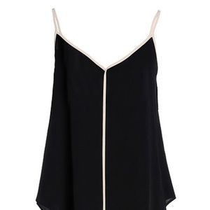 Equipment Asymmetrical Black and Cream Camisole Top